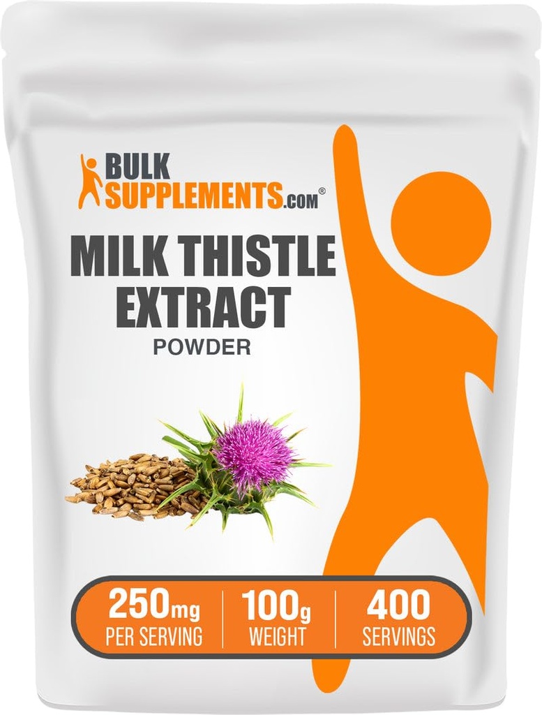 BulkSupplements.com Poudre d'extrait de chardon de lait - supplément à base de plantes, supplément de chardon de lait - sans gluten, 250mg par portion, 100g (3.5 oz) (paquet de 1)