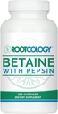 Rootcologie par Dr. Izabella Wentz. Bétaine avec Pepsin. 750mg Bétaine HCl avec 50mg Pepsin pour support de digestion 120 Capsules