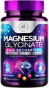Magnésium Glycinate 1000mg - Haute absorption et chélaté pour soutenir la santé des os, des muscles, des nerfs et du cœur - Sommeil et stress naturels Soutien aux femmes et aux hommes - Sans végane, sans gluten et sans soja, sans OGM - 60 capsules