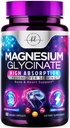 Magnésium Glycinate 1000mg - Haute absorption et chélaté pour soutenir la santé des os, des muscles, des nerfs et du cœur - Sommeil et stress naturels Soutien aux femmes et aux hommes - Sans végane, sans gluten et sans soja, sans OGM - 60 capsules