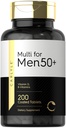 Multivitamine de Carlyle pour les hommes 50 + 200 Nombre avec vitamine B, vitamine D, magnésium et zinc Non-OGM, supplément sans gluten