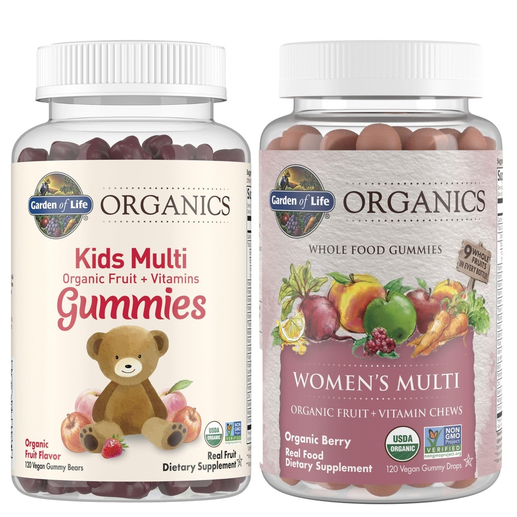 Jardin de la vie Des enfants biologiques & Vitamines gommy pour femmes, cerise et baie, 120 comtes