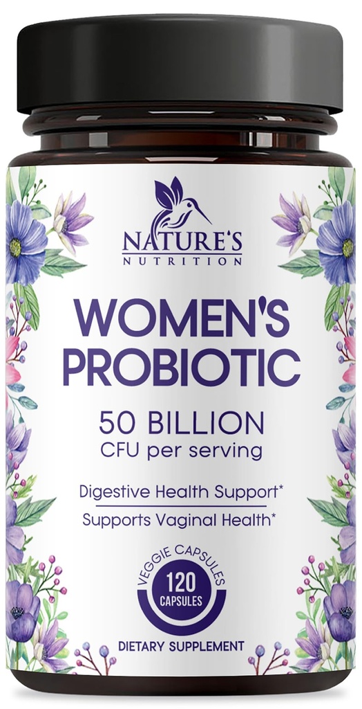 Probiotiques pour les femmes - Mélange probiotique 50 milliards CFU par cap - 16 souches de santé féminine Probiotique pour les femmes - Prébiotique pour équilibre PH vaginal, soutien de la santé urinaire UT - mis en bouteille États-Unis - 120 capsules