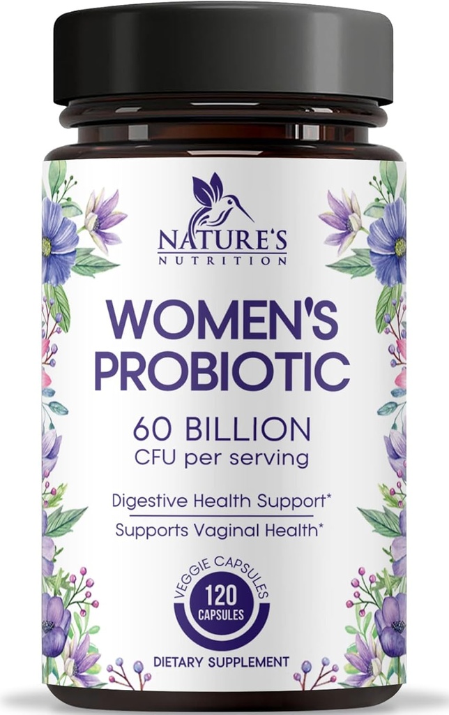 Probiotiques pour les femmes 60 milliards UFC - 16 souches, santé digestive, pH vaginal et soutien immunitaire, prébiotiques et canneberges, Gut Health & soutien urinaire, probiotique stable pour les femmes - 120 capsules