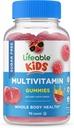 Multivitamine sans sucre vital pour les enfants – Grand supplément naturel goûtant aux vitamines A, C, D, E, Niacine, B6, Folate, B12, Biotine, Acide pantothénique, Iodine, Zinc, – 90 Gummies