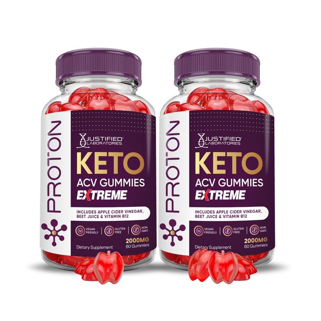 Laboratoires justifiés (2 Pack Proton Protein Keto ACV Gummies Extreme 2000MG Proton Keto Gummies vinaigre de cidre de pomme formulé avec le jus de betterave de grenade poudre B12 Vegan Non OGM 120 Gummys