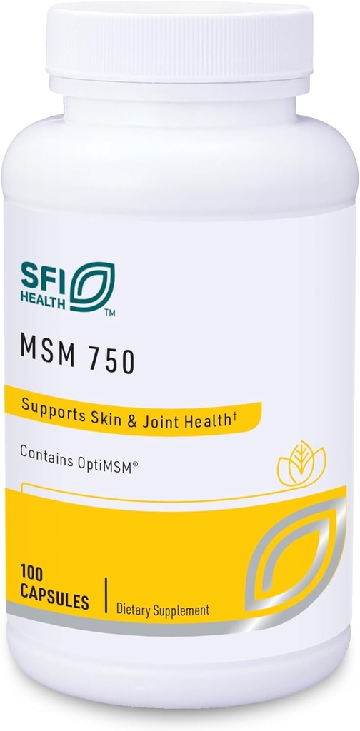Klaire Labs SFI Health MSM 750 - Testé cliniquement pour soutenir le confort et la structure des articulations, le méthylsulfonylméthane comme OptiMSM (100 capsules)