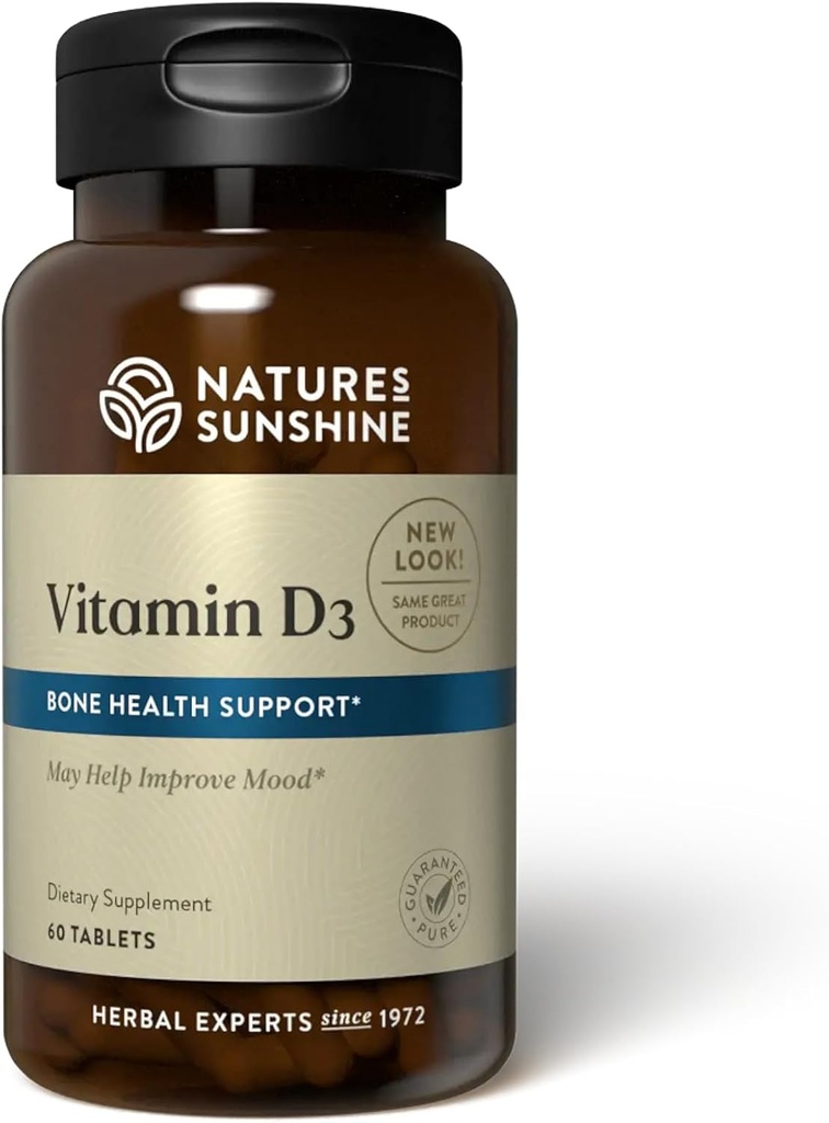 La vitamine D3, 60 comprimés de soleil de la nature soutient la santé osseuse, contribue à la santé globale et peut améliorer l'humeur