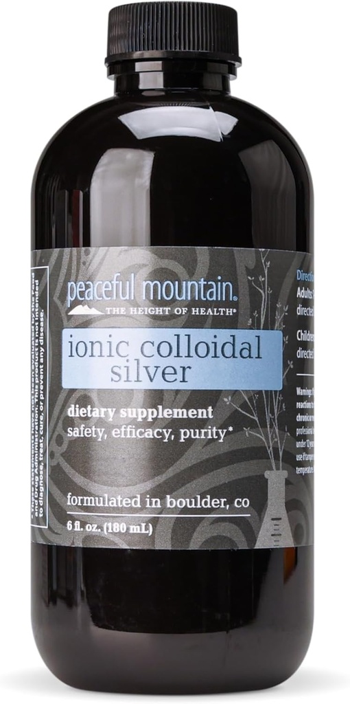 Paisible Mountain Ionic Colloïdal Silver - Supplément en argent naturel pour le support du système immunitaire - 6oz