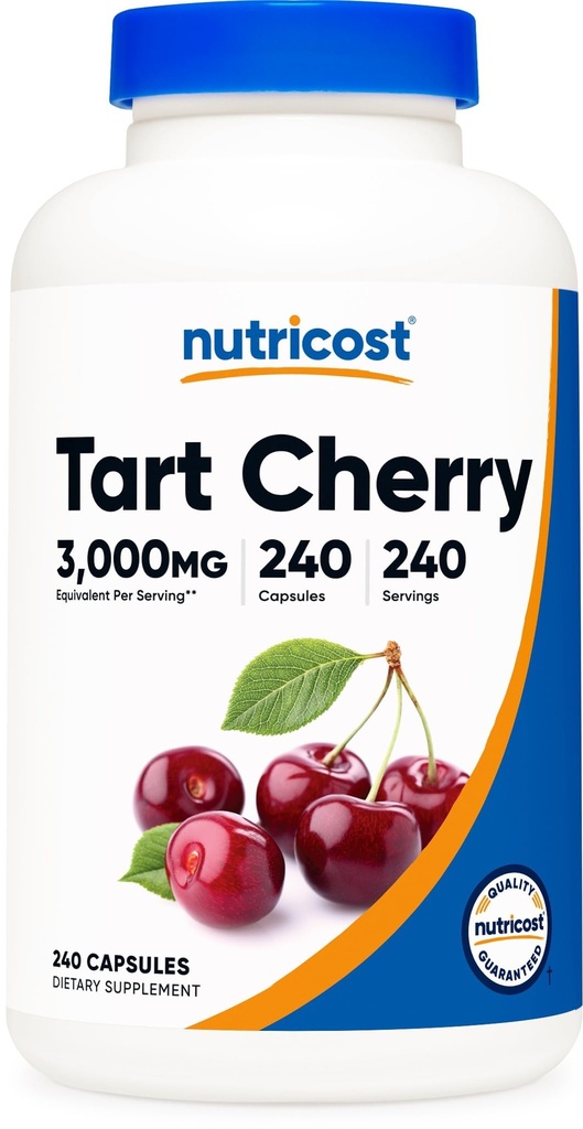 Nutricost Tart Cherry Extract 3000mg Équivalent (à partir de 300mg de 10:1 Extrait), 240 Capsules végétariennes - Sans gluten, non-OGM
