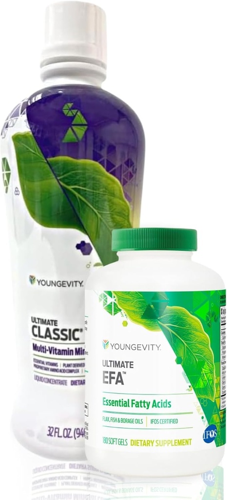 Youngevity Classic 90 Pak Advanced Multivitamine - 90+ Vitamines, Minéraux, Acides aminés, Acides gras - Dérivés végétaux - Très absorbants - 30 jours