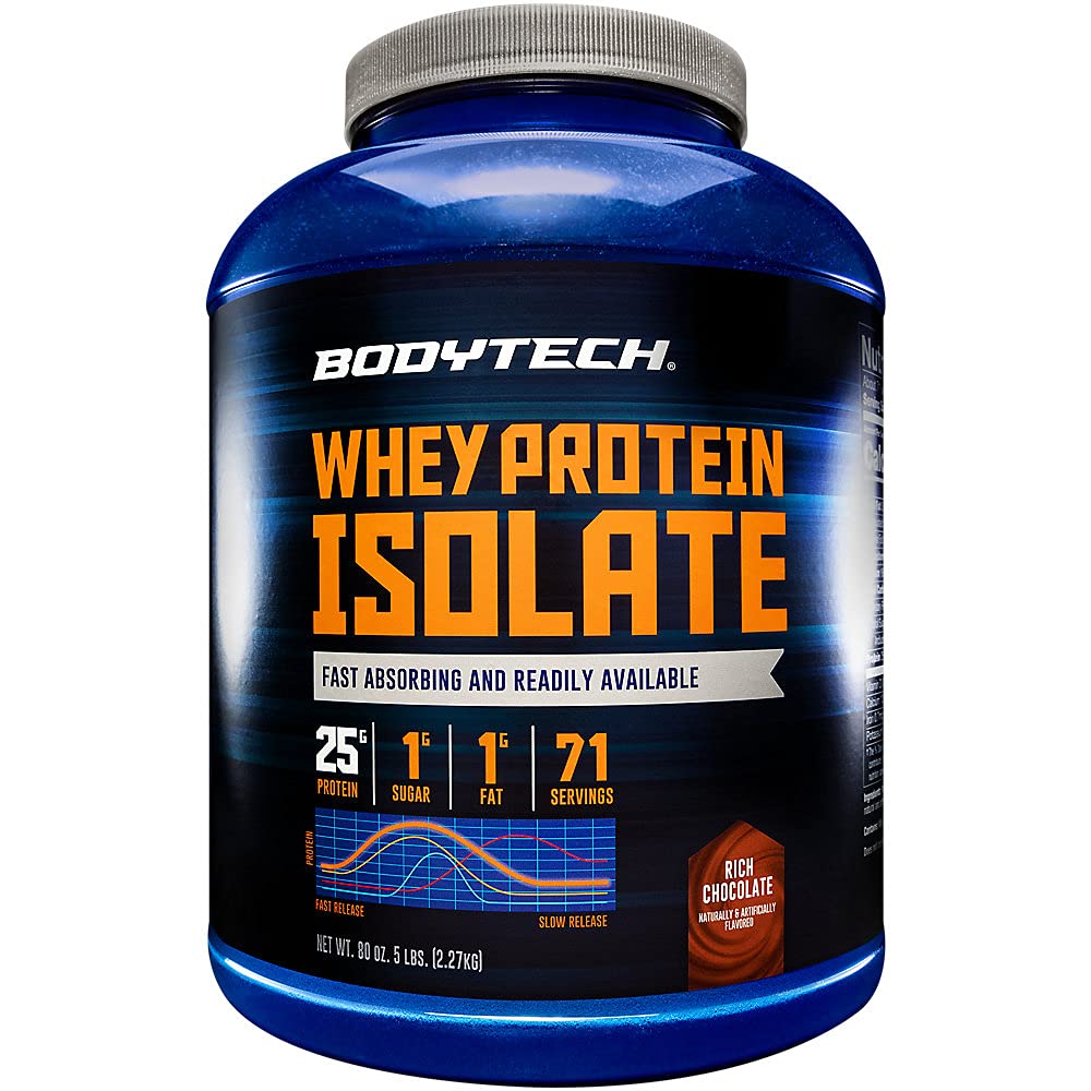 BODYTECH Whey Protéine en poudre isolante - Chocolat riche (5 Lb / 71 portions)