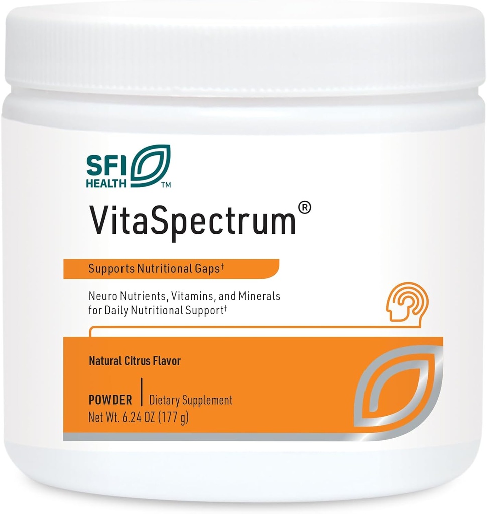 Klaire Labs SFI Health VitaSpectrum Powder for Kids - Multivitamine/minéral quotidien pour enfants avec 23 nutriments essentiels - Citrus Flavor - Pas de cuivre, de fer, de gluten ou de caséine (30 portions, 171 grammes)