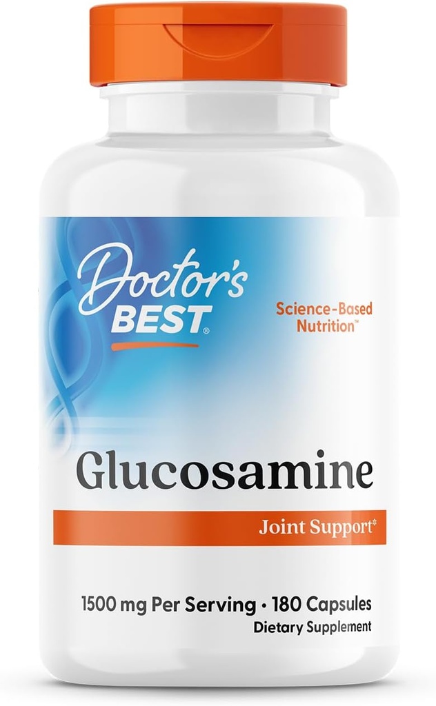Médecins BEST Glucosamine, Soutien joint, Non-OGM, Sans gluten, Sans soja, 1500 mg par portion, 180 Capsules