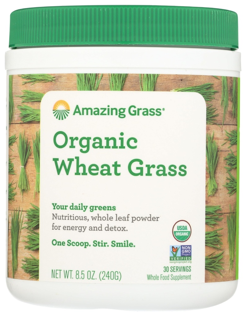 Amazing Grass Wheat Grass Powder: 100% Wheat Grass Powder pour l'énergie, la désintoxication et l'immunité, Chlorophylle fournissant des verts, 30 portions