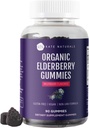 Kate Naturals Gommies de mûres aînées avec vitamine C et zinc pour adultes et enfants. Gummées de baies d'eau pour le soutien immunitaire (90 gummées, 45 jours d'approvisionnement, biologique)