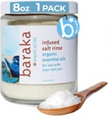 Baraka Infused Sea Salt Neti Pot - Sinus Rinse & Nez Cleaner, Huile essentielle Infused with Virginia Cedarwood, Palmarosa, Green Myrtle, Fir Balsam & Rosemary, 8 oz (1 pack)