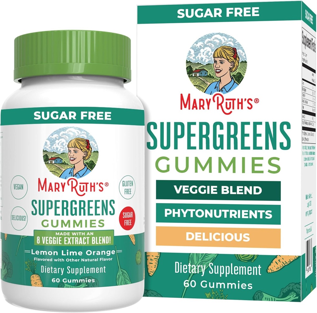 MaryRuth Organics Super Greens Gummies (en anglais seulement) Quercetin naturel pour les adultes et les enfants 4 ans et plus Sans sucre (en anglais seulement) 2g Fibre par service (en anglais seulement) Vegan (en anglais seulement) Pas de gélatine (en anglais seulement) Pectine (en anglais seulement) 60 Comte (en anglais seulement) 30 portions