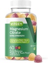 VITEEY Gommies de magnésium pour les adultes - 170mg de Gummy Citrate de magnésium pour le calme, le sommeil, la nervosité et la fonction musculaire - Vegan, sans gluten - 60 Nombre