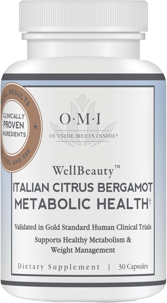 WELLBEAUTY Citrus italien Bergamot Santé métabolique, Cardiologue gagnant de prix développé pour soutenir les niveaux de cholestérol et de triglycérides sains Déjà dans la gamme normale, 7 Polyphénols clés, 30 jours d'approvisionnement
