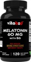 Mélatonine 60 mg avec vitamine B6 – 120 comprimés à dissolution rapide Support de sommeil supplémentaire – sans médicament – saveur naturelle d'agrumes – végétalien, non-OGM, sans gluten