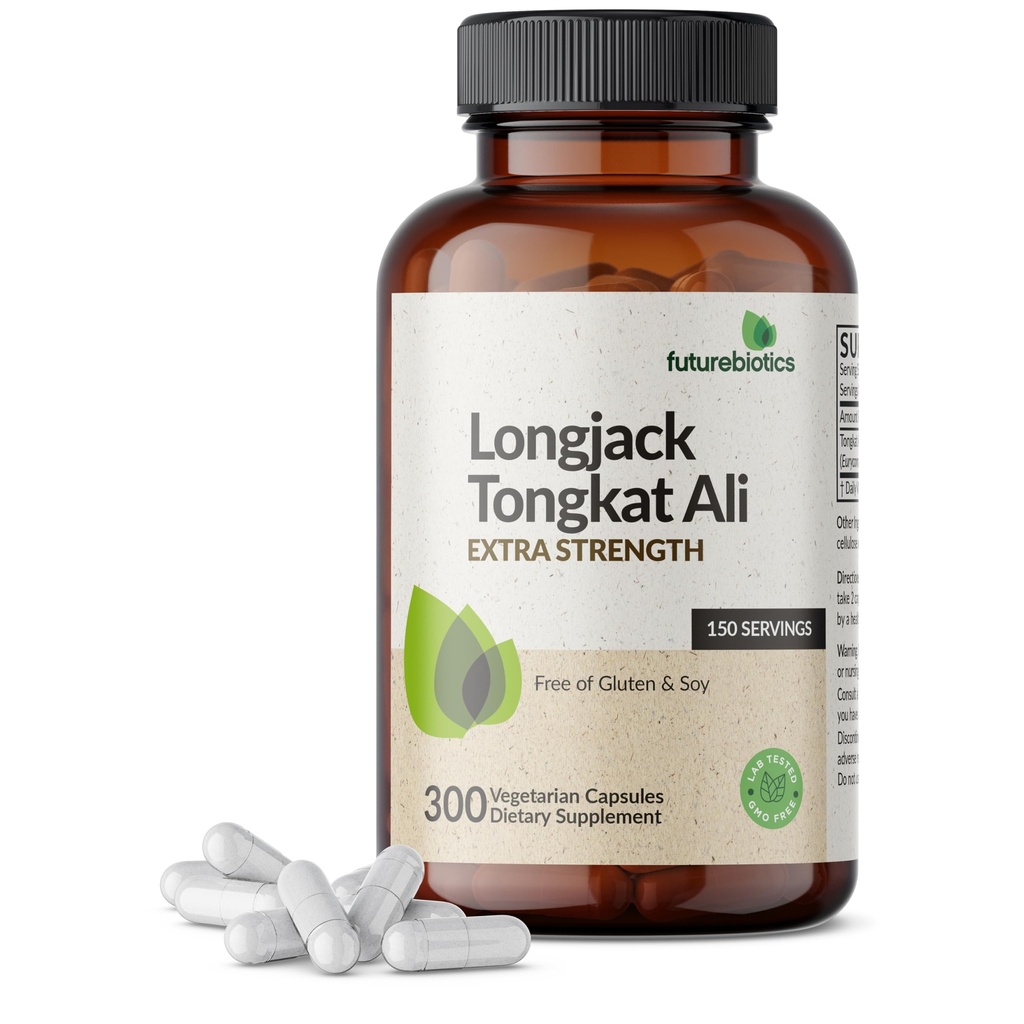 Futurebiotics Longjack Tongkat Ali Extra Strength Energy & Stamina Support - Non-OGM, 300 capsules végétariennes