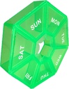 Weekly Pill Organizer - Small Light Green Case, 1 Time a Day, 7 Day Travel Container for Medicine