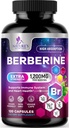 Berberine HCL 1200mg Supplement - Berberine HCI Capsules High Absorption Supplement for Heart Health & Immune Support, High Strength, Gluten-Free, Vegan, Non-GMO Pills - 120 Veggie Capsules