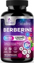 Supplément Berberine HCL 1200mg - Berberine HCI Capsules Supplément haute absorption pour la santé cardiaque et le soutien immunitaire, haute résistance, sans gluten, végétalien, non-OGM pilules - 120 Capsules Veggie