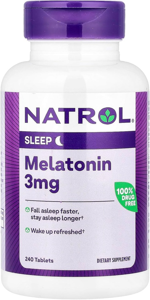 Natrol Mélatonine vous aide à tomber Asleep Faster Stay Asleep Faster Absorption 100 Végétarien 3mg, (Tablettes), 240 Compte