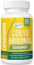 1000mg CoQ10 Softgels liposomiques Meilleure absorption CoQ10 Supplément Ubiquinol Fonction cardiaque et production d'énergie