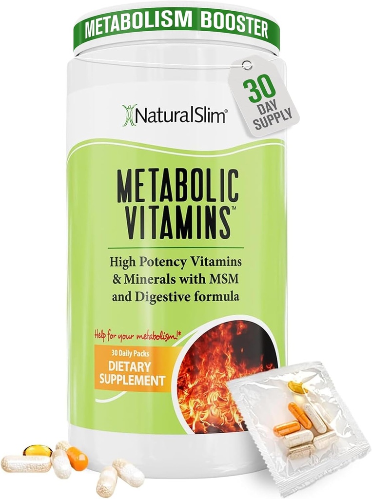 Vitamines métaboliques naturelles minces, multivitamines pour les femmes et les hommes, soutient l'énergie, le métabolisme et l'absorption nutritive avec enzymes digestives, multivitamines pour les femmes avec complexe B et Niacine 1 Pack