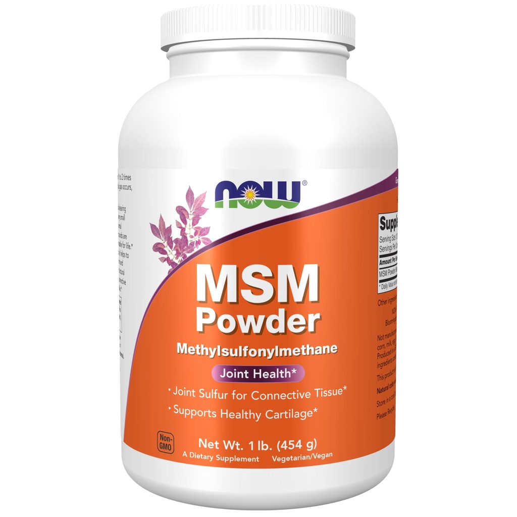 MAINTENANT Aliments suppléments, poudre MSM (méthylsulfonylméthane), soutient le cartilage sain*, santé conjointe*, 1-Pound