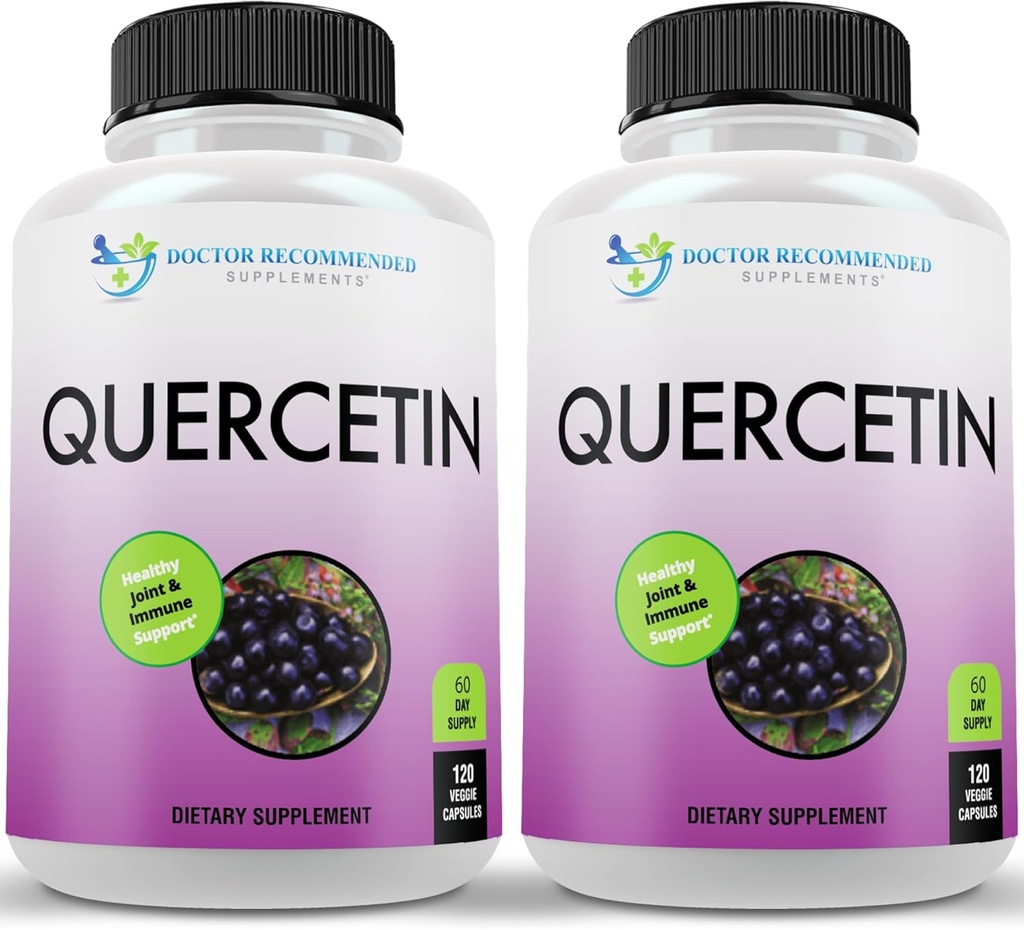 DOCTEUR COMPLÉMENTS RECOMMANDÉS Quercetin 1000mg par portion - Supplément vitaminique (Vegan) (120 Capsules de Veggie, boîte de 2)