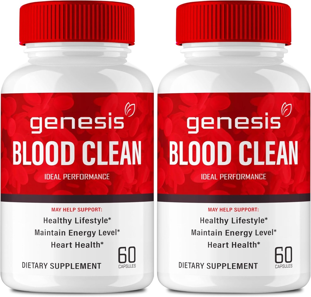 Genesis Blood Clean Capsules - Supplément de formule avancé pour la force maximale - Nettoyeur de vaisseaux sanguins naturels, GenesisBlood Clean Pills, GenesisBloodClean Pastillas Reviews (2 Pack)