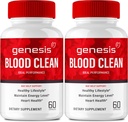 Genesis Blood Clean Capsules - Supplément de formule avancé pour la force maximale - Nettoyeur de vaisseaux sanguins naturels, GenesisBlood Clean Pills, GenesisBloodClean Pastillas Reviews (2 Pack)
