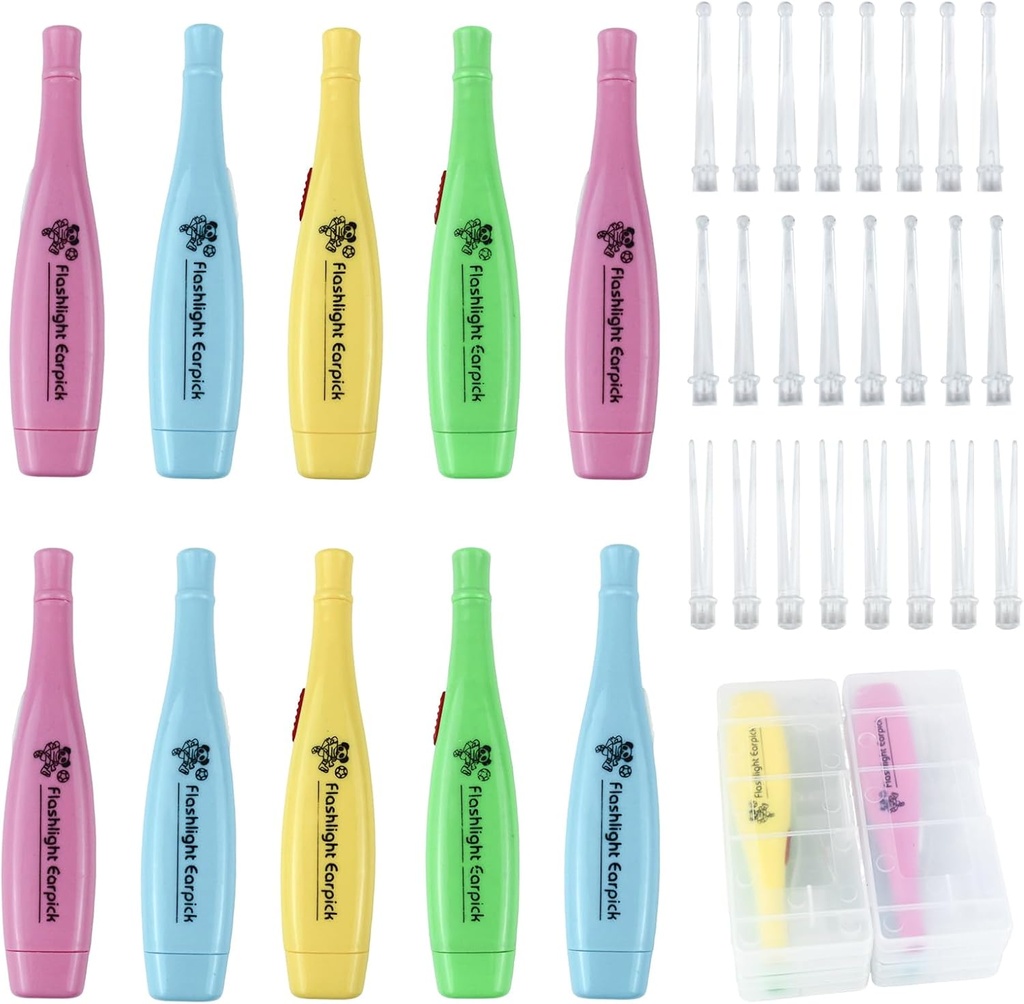 12 pièces outil de suppression de cire d'oreille avec lumière LED pour nettoyer la cire d'oreille réutilisable Pick Tweezer oreille nettoyante pour les adultes et les enfants