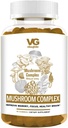 VITA GLOBE Complexe de Champignons Gummies – 250mg avec Reishi, Lion, Mane, Chaga, Cordyceps et plus encore Supplément quotidien pour la défense immunitaire, l'énergie et le soutien de la fonction cérébrale – 60 comte (paquet de 1)
