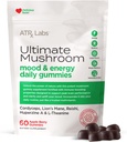 Ultimate Mushroom Daily Gummies - Mushroom Gummies with Cordyceps, Lion’s Mane, and Reishi, Plus Huperzine A & L-Theanine, May Improve Mood and Energy, Apple Berry Flavor, 60 Gummies