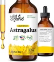 Teinture d'Astragalus sauvage et biologique - Supplément de soutien immunitaire avec extrait de racine d'Astragalus - Teinture végétalienne pour immunité - gouttes sans sucre et sans alcool - 4 fl oz
