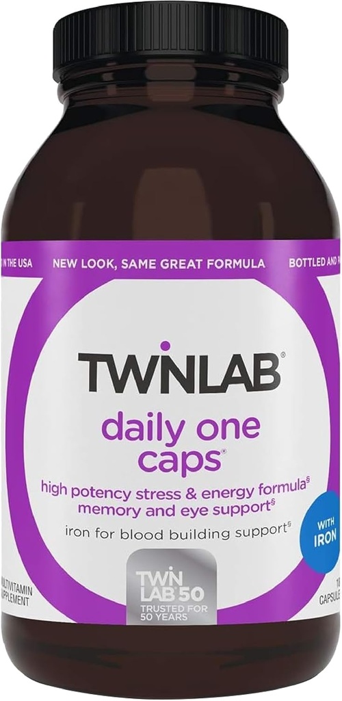 Twinlab capsules quotidiennes avec fer - Supplément nutritionnel avec fer, zinc, vitamines B et plus - 180 capsules