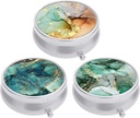 3 Pack Pill Box, petit cas de pilule pour la Purse & Pocket, organisateur mignon de médecine de voyage, porte-conteneur de médicament portable pour tenir les vitamines, médicaments, huile et supplément de poisson, Texture d'encre
