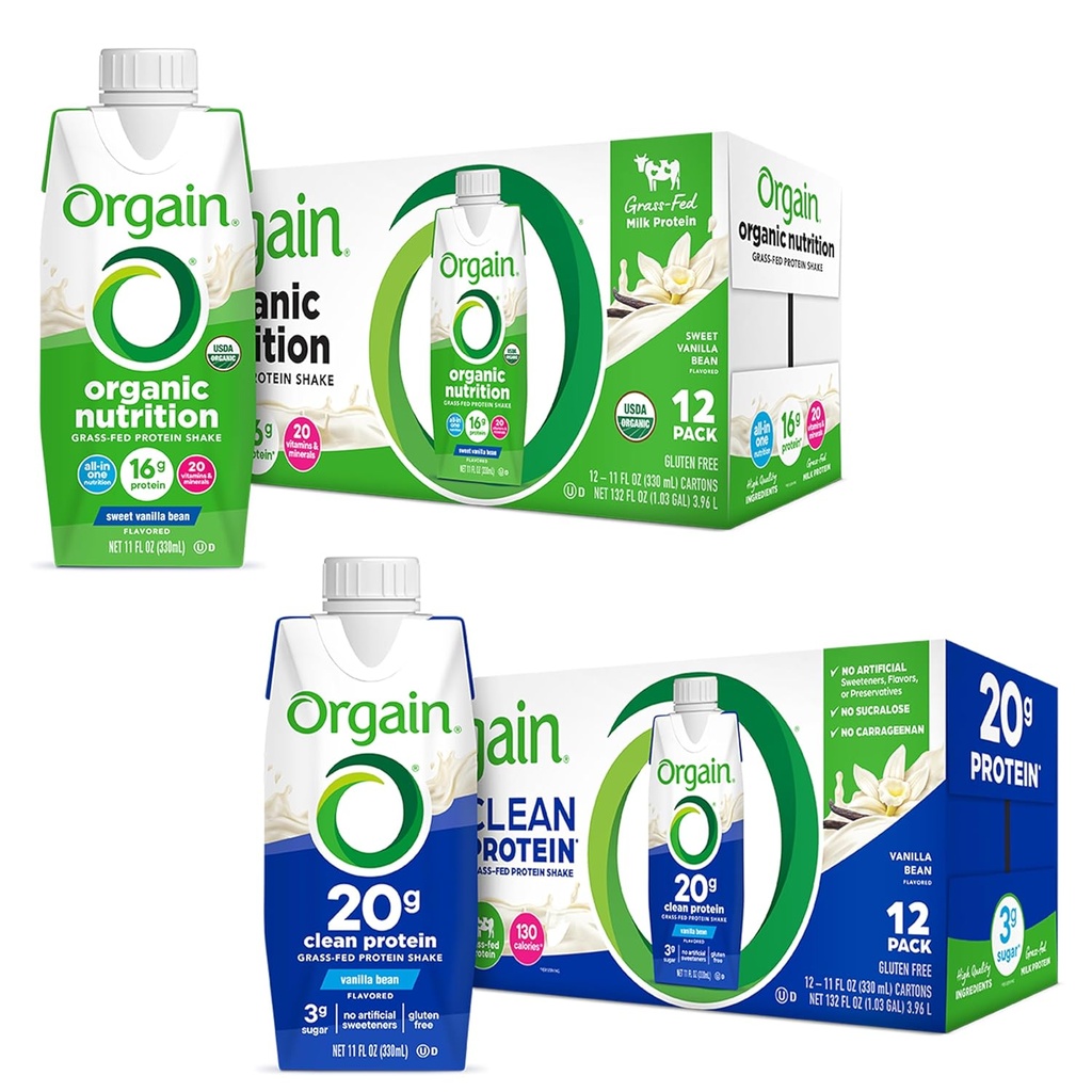 Bougies de protéines d'orgaine - Farine d'herbe et protéines de lait, aromatisées à la vanille (12 paquets)