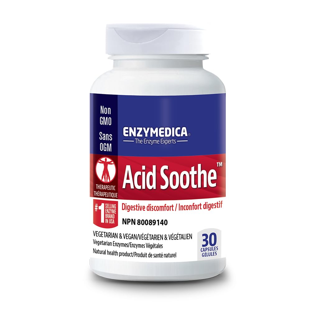 Enzymedica, Soothe acide, support des brûlures d'estomac occasionnelles, formule 3-en-1 avec enzymes et herbes apaisantes, 30 comte