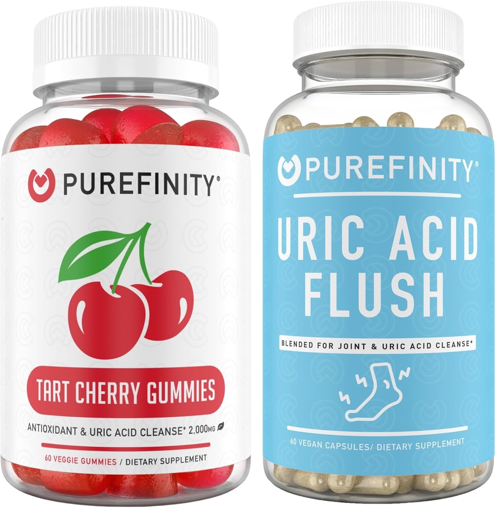 PUREFINITÉ Acide Urique Flush & Nettoyer Capsules + Gommies de cerise de tart