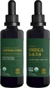 Centre de guérison mondial Ashwagandha & Omega 3 6 7 9 Kit - Aide avec la nervosité, la santé cérébrale, la santé cardiaque et la santé oculaire