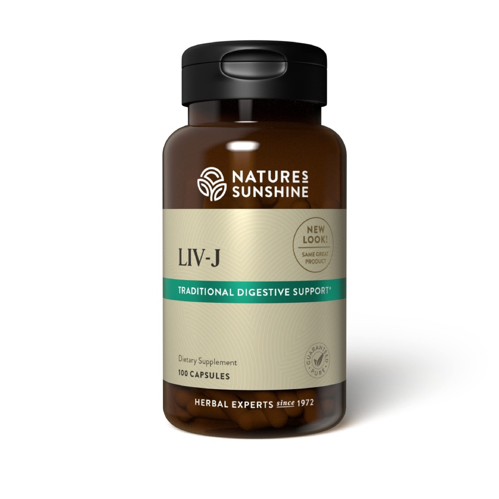 Nature's Sunshine LIV-J, 100 capsules Le mélange à base de plantes soutient la digestion en nourrissant le foie et la rate et peut aider à nettoyer le système digestif