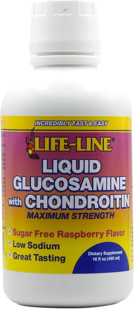 Mélange naturel Glucosamine avec/Chondroïtine Max Strength, framboise, 16 oz.