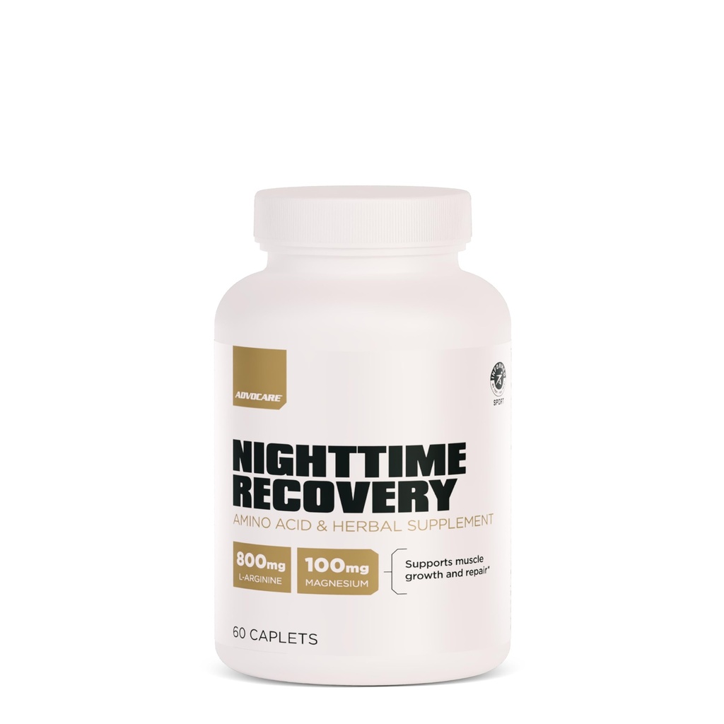 AdvoCare Nighttime Recovery Amino Acid & Herbal Supplement - Muscle Recovery Supplement with Ashwagandha, L-Arginine, Magnesium & More - 60 Caplets