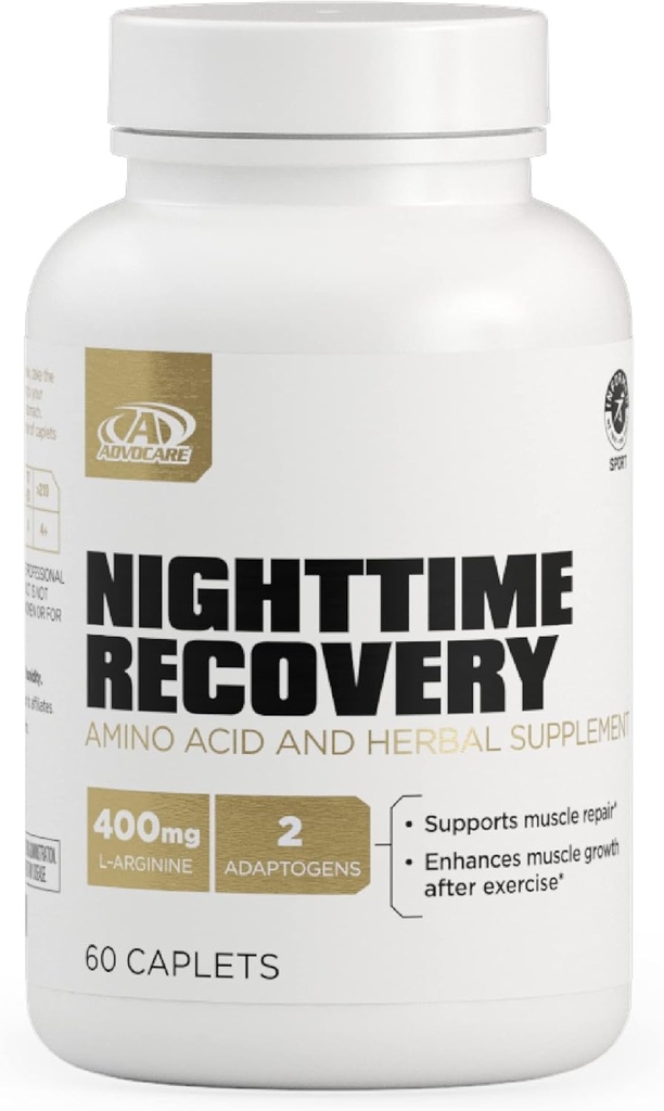 AdvoCare Nighttime Recovery Amino Acid & Herbal Supplement - Muscle Recovery Supplement with Ashwagandha, L-Arginine, Magnesium & More - 60 Caplets
